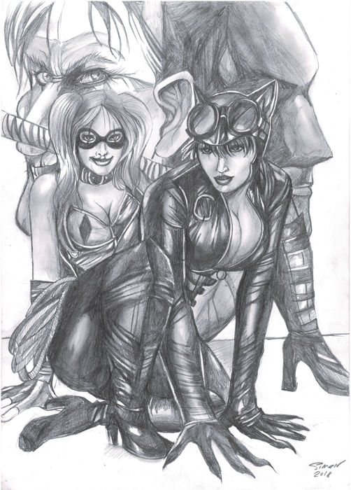 502x700 harley the joker vs batman catwoman - Catwoman Drawing