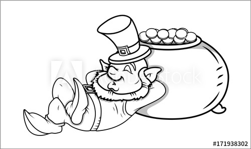 500x296 sleeping leprechaun with cauldron drawing - Cauldron Drawing
