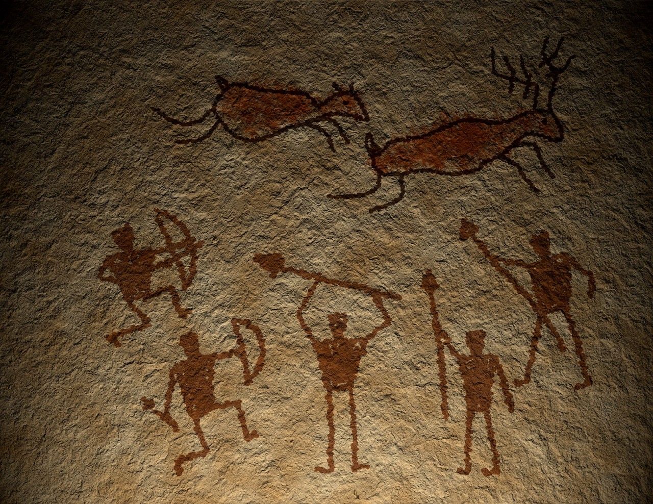 1280x988 spear hunters caves cave drawings, art, painting - Cave Drawings