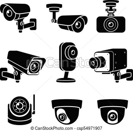 450x444 Cctv Camera Icons Vector Illustrations - Cctv Camera Drawing