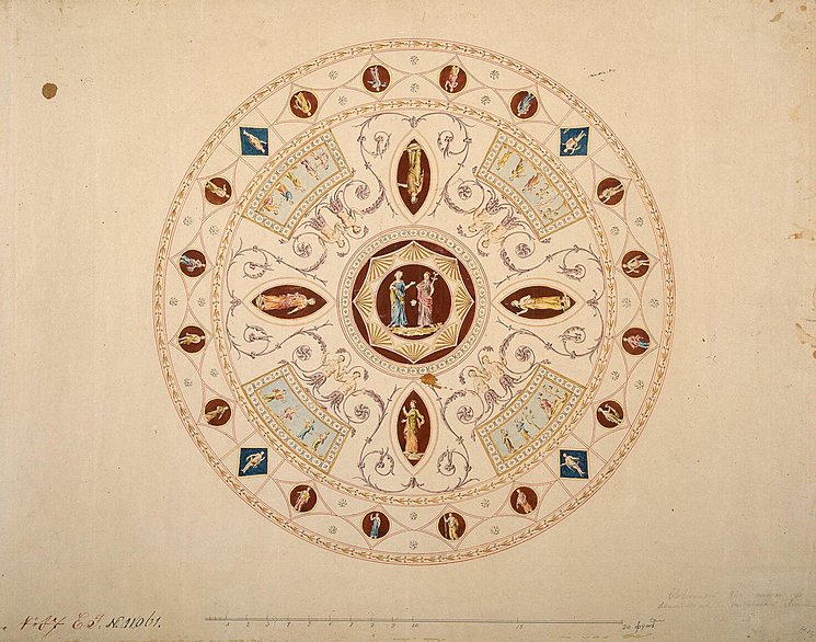 745x586 design for a ceiling in the lyons drawing room of the catherine - Ceiling Drawing