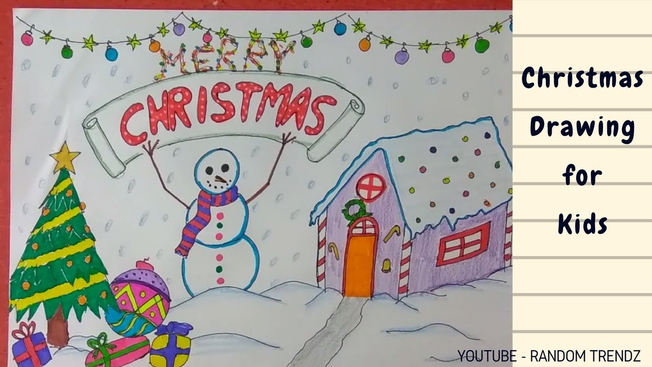 1280x720 Christmas Drawing For Kids, Merry Christmas Celebrations, Winter - Celebration Drawing