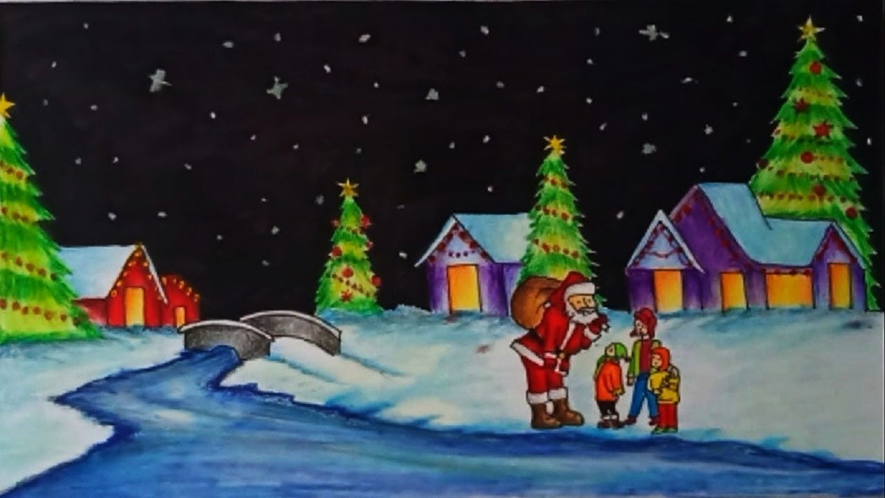 1280x720 Merry Christmas Drawing - Celebration Drawing