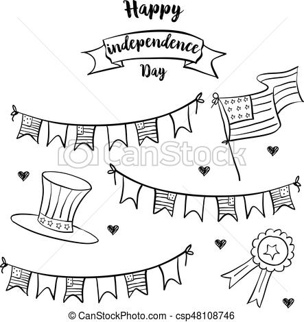 443x470 celebration of independence day hand draw vector art - Celebration Drawing