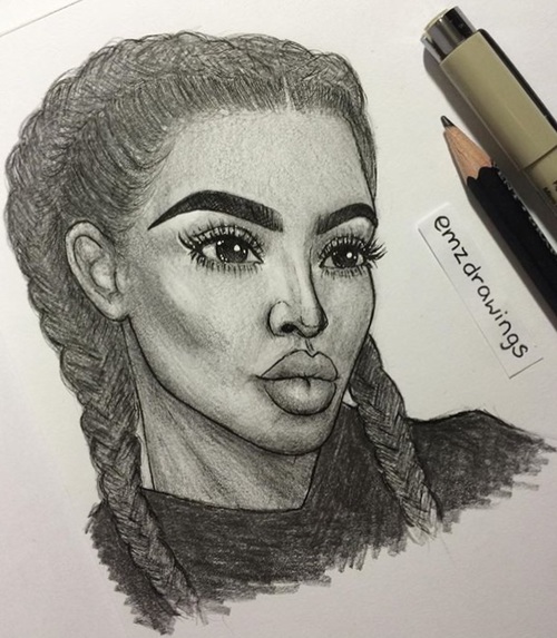 500x573 image about black and white in celebrity drawingscartoons - Celebrity Drawings