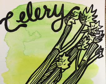 340x270 Celery Drawing Etsy - Celery Drawing