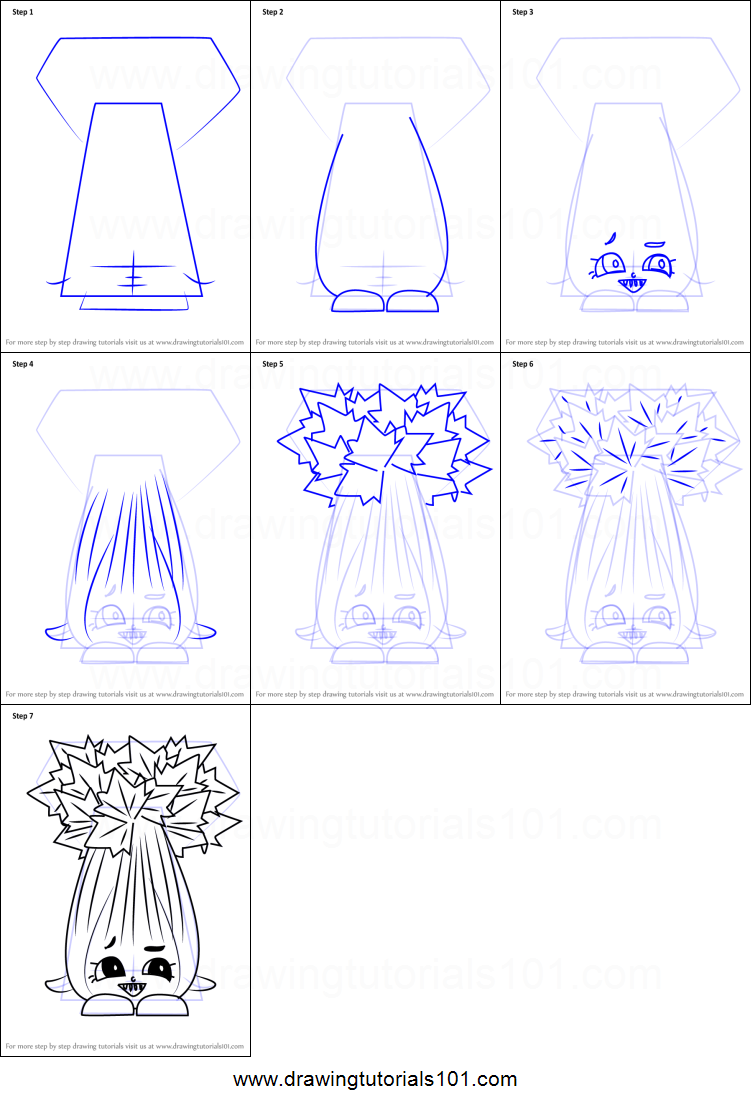 751x1107 How To Draw Super Celery From Shopkins Printable Step - Celery Drawing