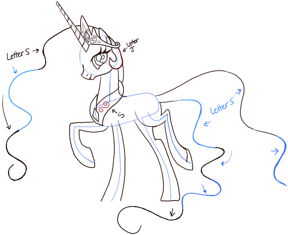 1000x816 how to draw princess celestia from my little pony friendship is - Celestia Drawing