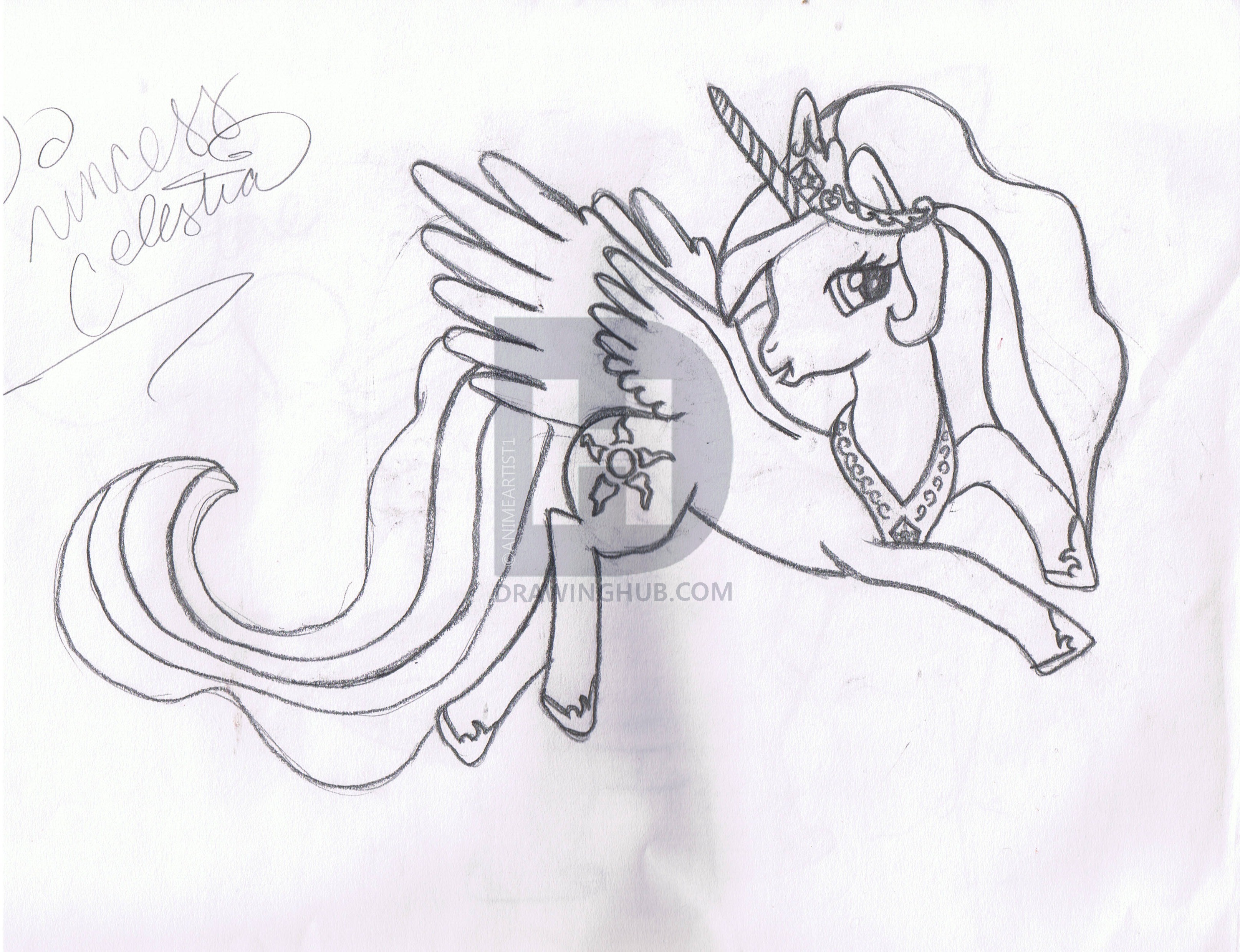 3229x2480 princess celestia drawing - Celestia Drawing