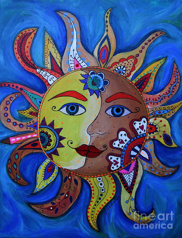 690x900 celestial sun and moon painting - Celestial Sun And Moon Drawing