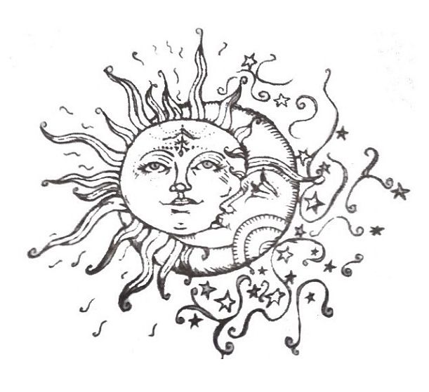 611x559 celestial sun and moon tattoo ideas tatuajes, tatuaje sol y - Celestial Sun And Moon Drawing