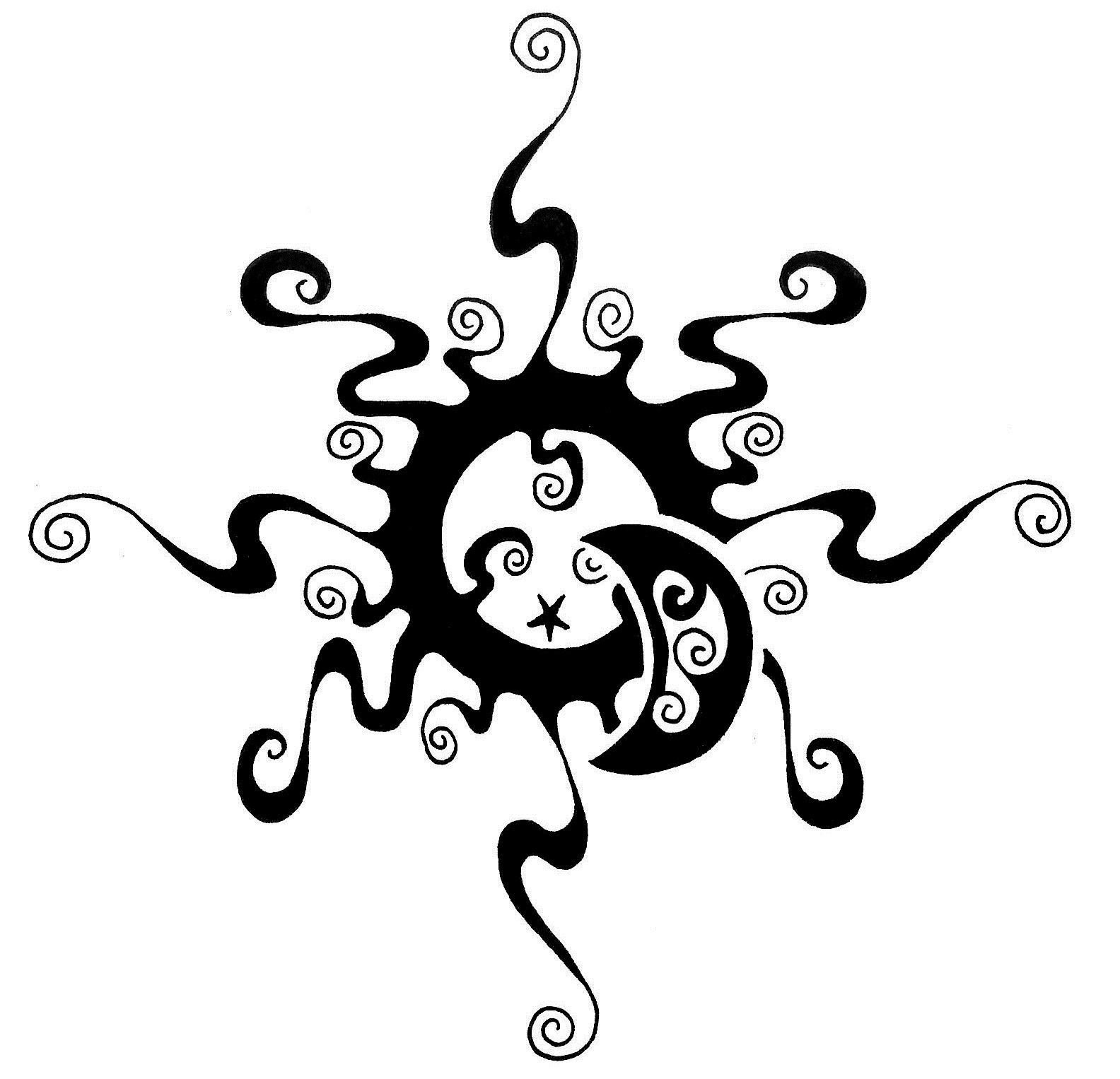 1584x1527 half sun moon drawing at com free for personal on tattoo clipart - Celestial Sun And Moon Drawing