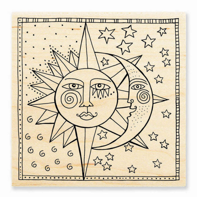640x640 laurel burch celestial sun moon wood mounted rubber stamp - Celestial Sun And Moon Drawing