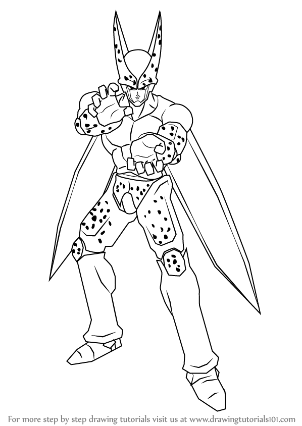 598x844 Learn How To Draw Cell From Dragon Ball Z - Cell Drawing