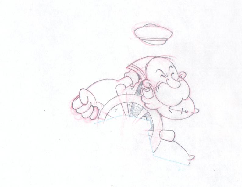 794x613 Popeye Original Animation Production Cell Drawing With Coa Cp Etsy - Cell Drawing
