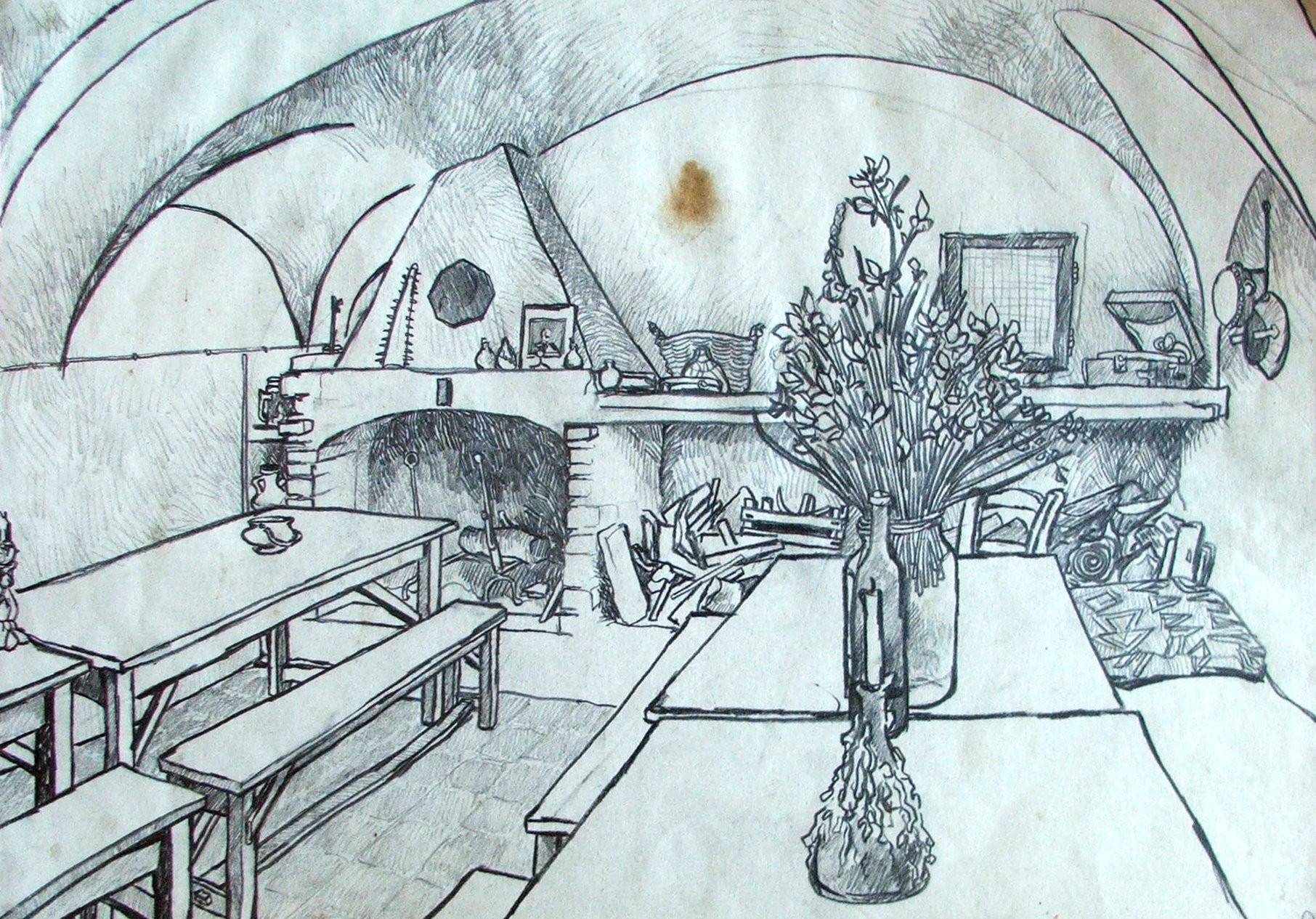 1812x1265 Drawing The Cellar Bar Bussana Liguria - Cellar Drawing