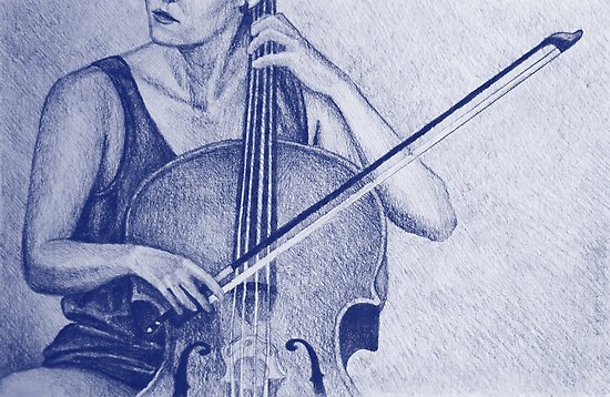 550x358 cello player drawing posters - Cello Drawing