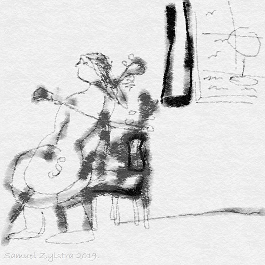 900x900 digital cello drawing - Cello Drawing