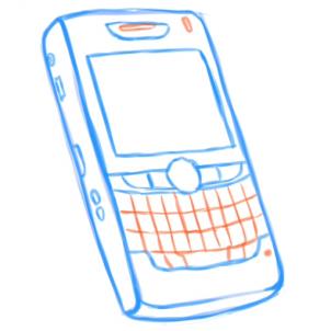 302x302 drawing printout how to draw a blackberry, cellphone - Cellphone Drawing