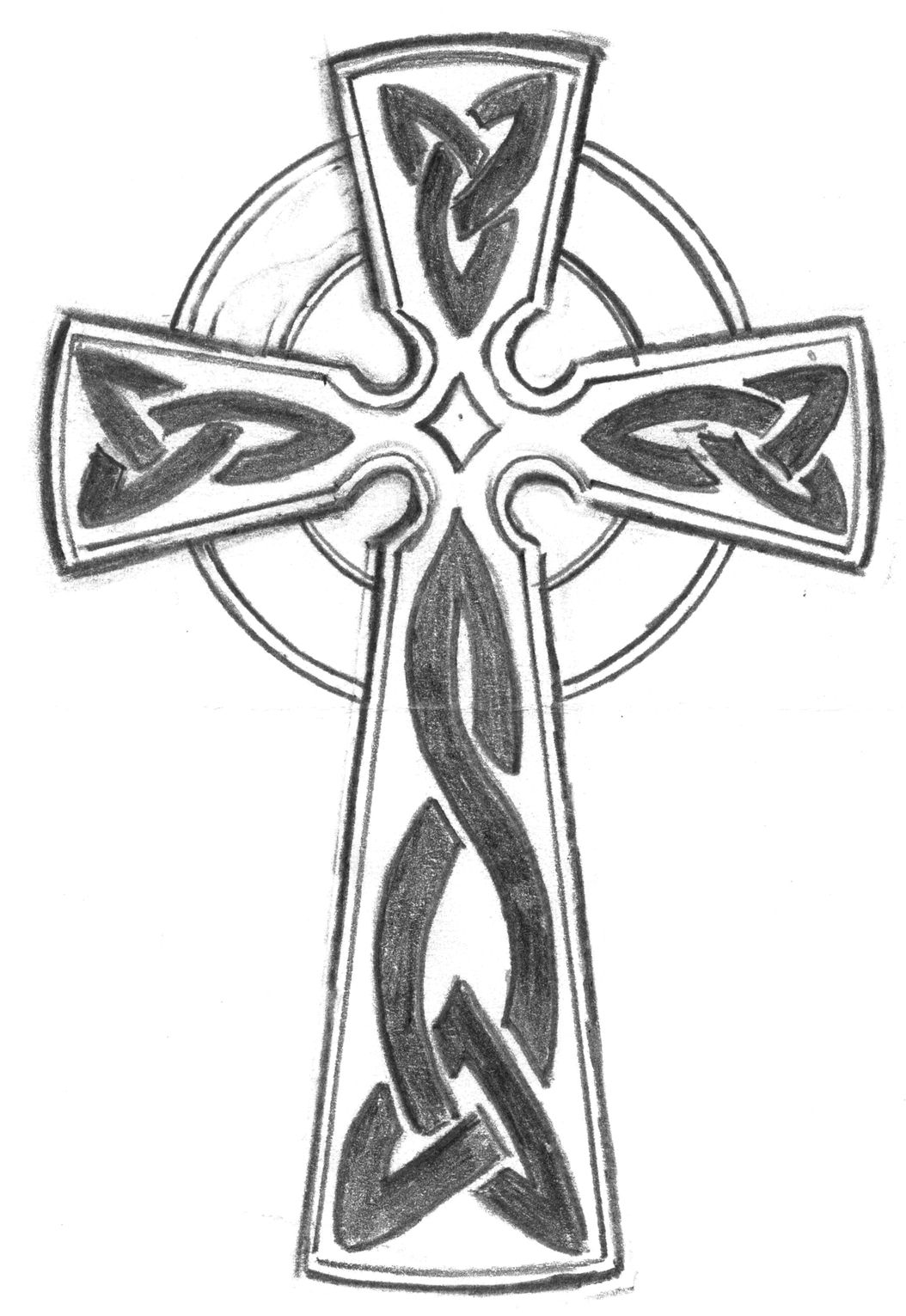 1054x1531 shamrock drawing irish cross for free download - Celtic Cross Line Drawing