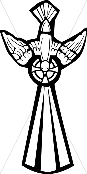 306x612 Dove And Celtic Cross Dove Clipart - Celtic Cross Line Drawing