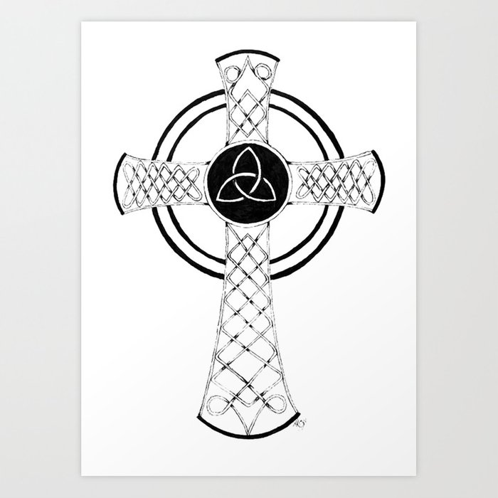 700x700 Celtic Cross Art Print - Celtic Cross Line Drawing