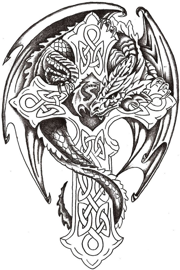 730x1093 dragon and cross pagan images celtic tattoos, dragon coloring - Celtic Dragon Drawing