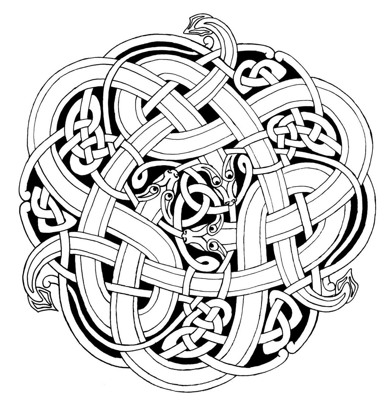 1280x1328 Celtic Snakes Outlines - Celtic Drawings