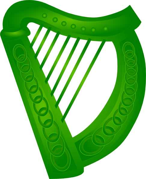486x594 irish harp green clip art - Celtic Harp Drawing