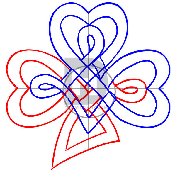 597x590 How To Draw A Celtic Clover Knot, Step - Celtic Heart Drawing