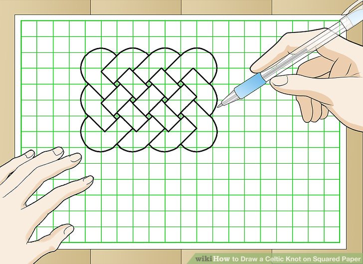 728x529 how to draw a celtic knot on squared paper - Celtic Line Drawings