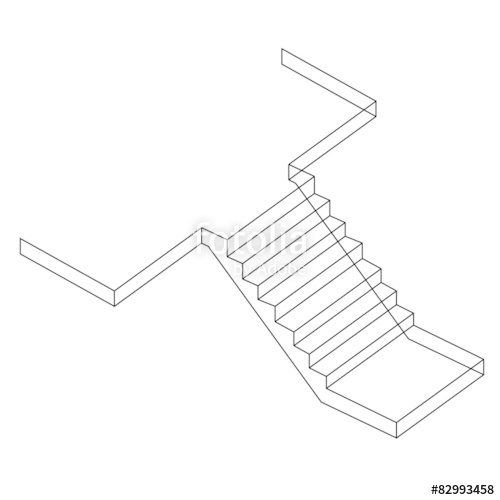 500x500 drawing of a reinforced cement concrete stair stock image - Cement Drawing