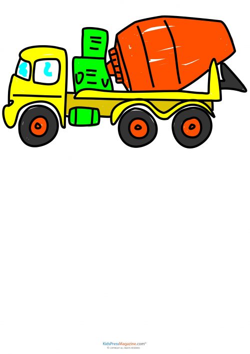 500x706 learn to draw construction equipment cement truck aydens - Cement Truck Drawing