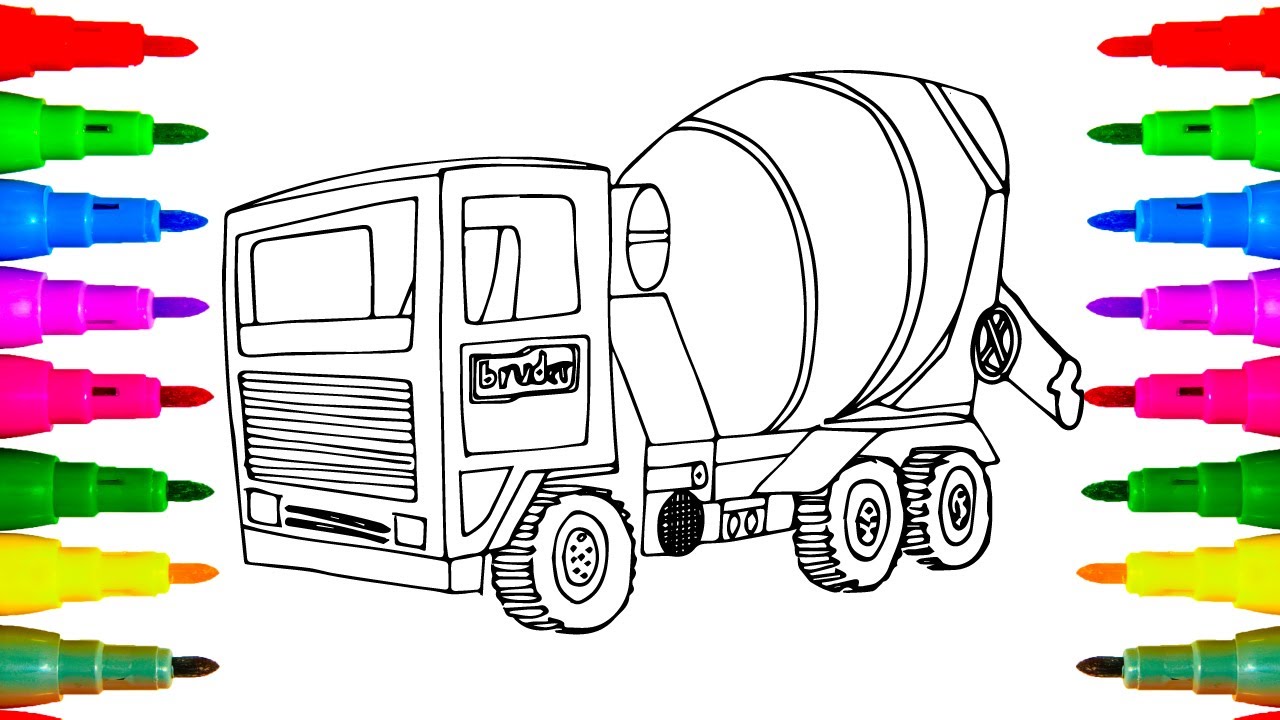 1280x720 reliable cement truck coloring - Cement Truck Drawing