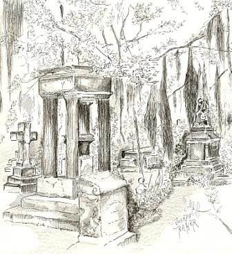 336x368 saint bonaventure cemetery in savannah drawing - Cemetery Drawing