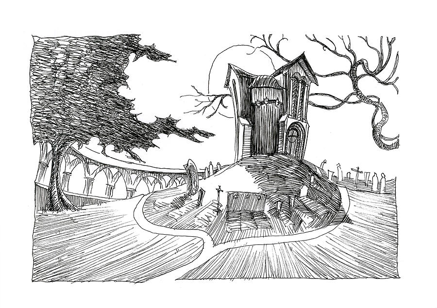 900x635 watts cemetery drawing - Cemetery Drawing
