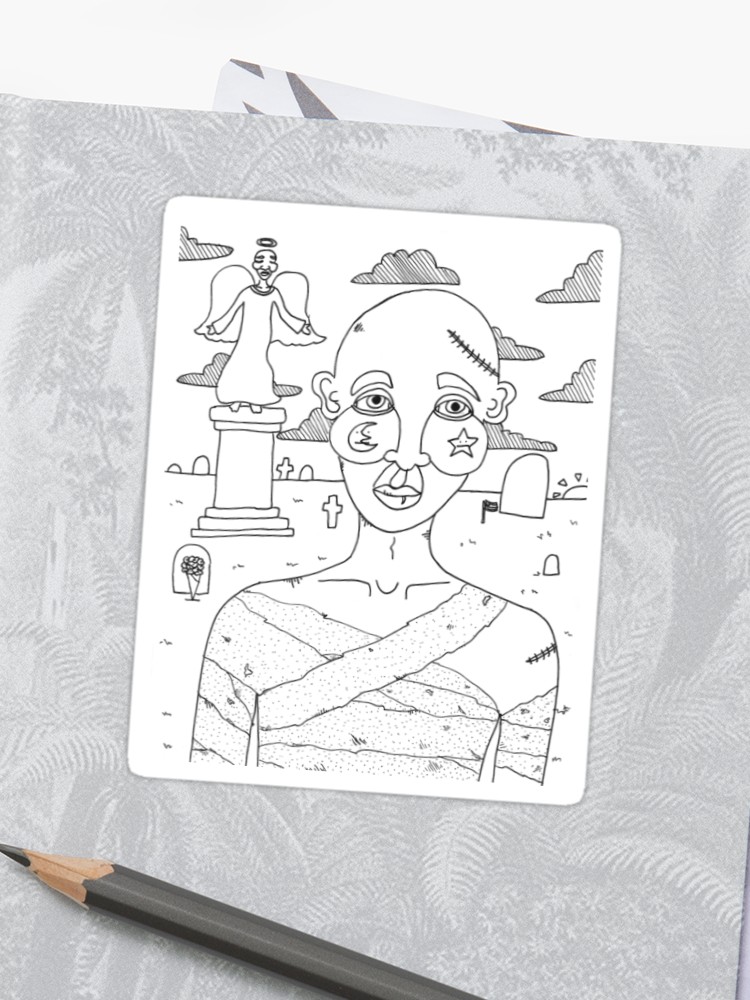 750x1000 untitled cemetery drawing sticker - Cemetery Drawing