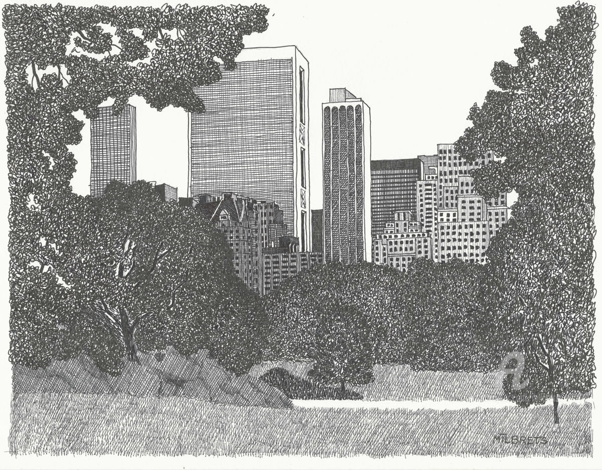 1200x937 Central Park Manhattan Drawing - Central Park Drawing