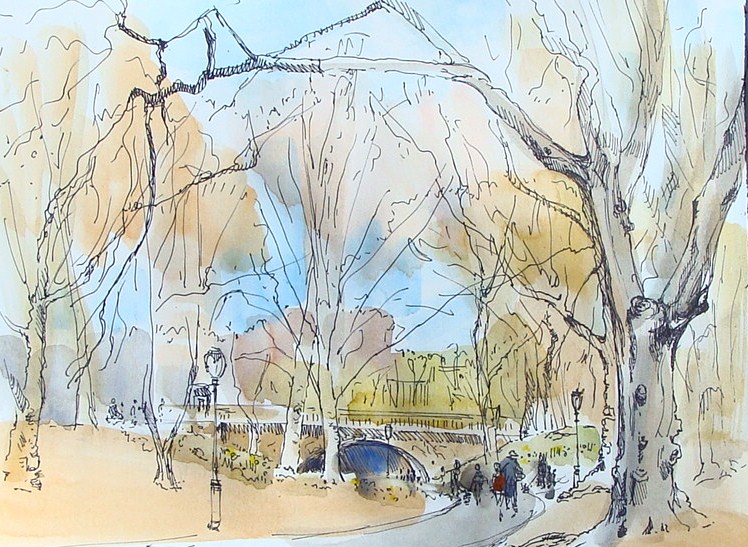 748x547 Drawing In Central Park - Central Park Drawing