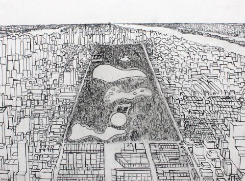 500x370 Landscapes Pencil Drawings, Drawings, Art - Central Park Drawing