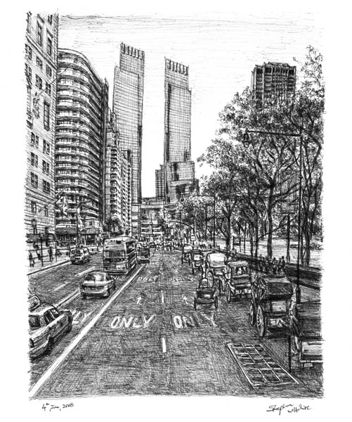 501x600 Street Scene - Central Park Drawing