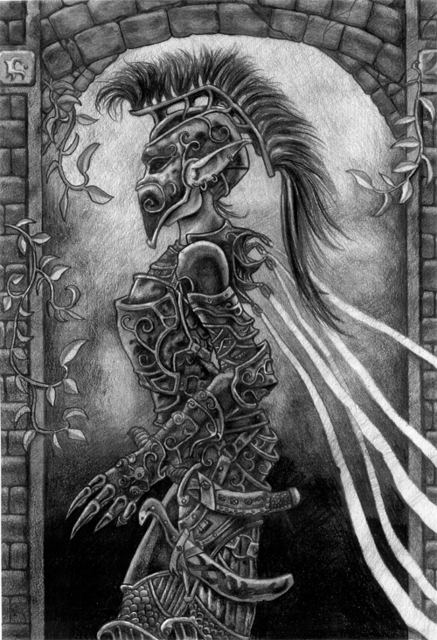 437x640 Josh Sarver Artwork Elven Centurion Original Drawing Pencil - Centurion Drawing