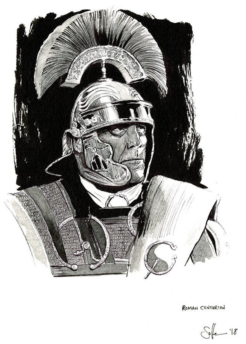 794x1108 Roman Centurion Original Inktober Drawing Etsy - Centurion Drawing