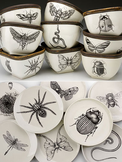 393x524 hand drawing bugs on ceramic! fantastic or disgusting design swan - Ceramic Drawing