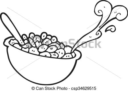 450x321 Freehand Drawn Black And White Cartoon Bowl Of Cereal - Cereal Bowl Drawing