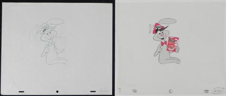 750x320 cereal box orig production trix cel drawing rabbit art - Cereal Box Drawing
