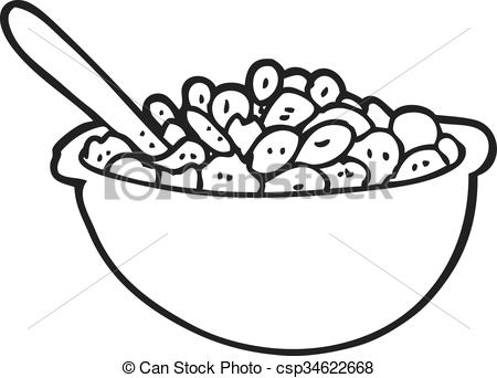 450x342 freehand drawn black and white cartoon bowl of cereal - Cereal Drawing