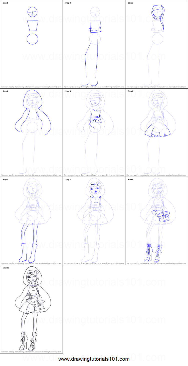 751x1459 how to draw cerise hood from ever after high printable step - Cerise Hood Drawing