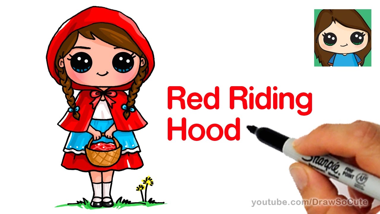 1280x720 how to draw little red riding hood cute and easy - Cerise Hood Drawing