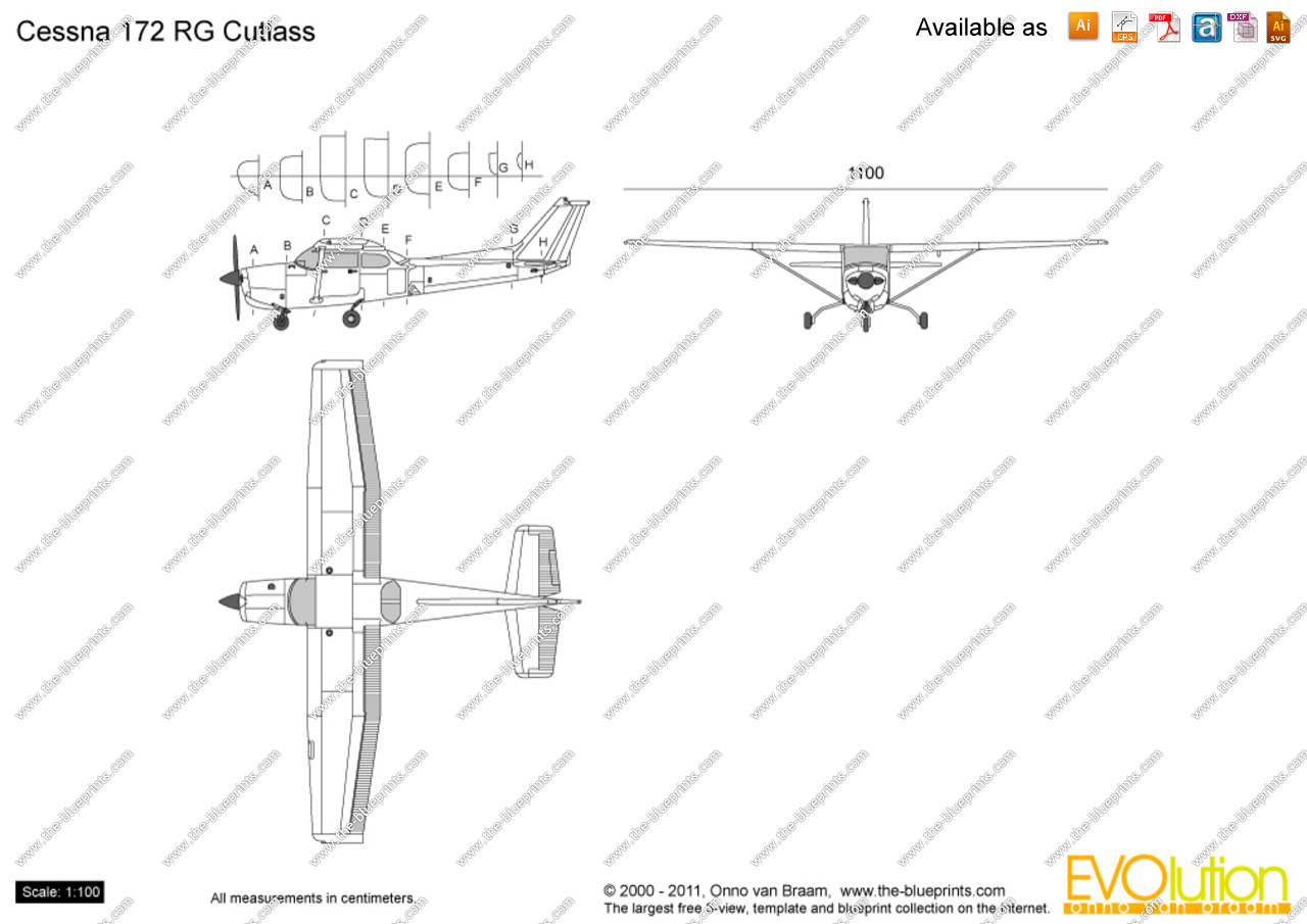 1280x905 cessna rg cutlass vector drawing - Cessna 172 Drawing